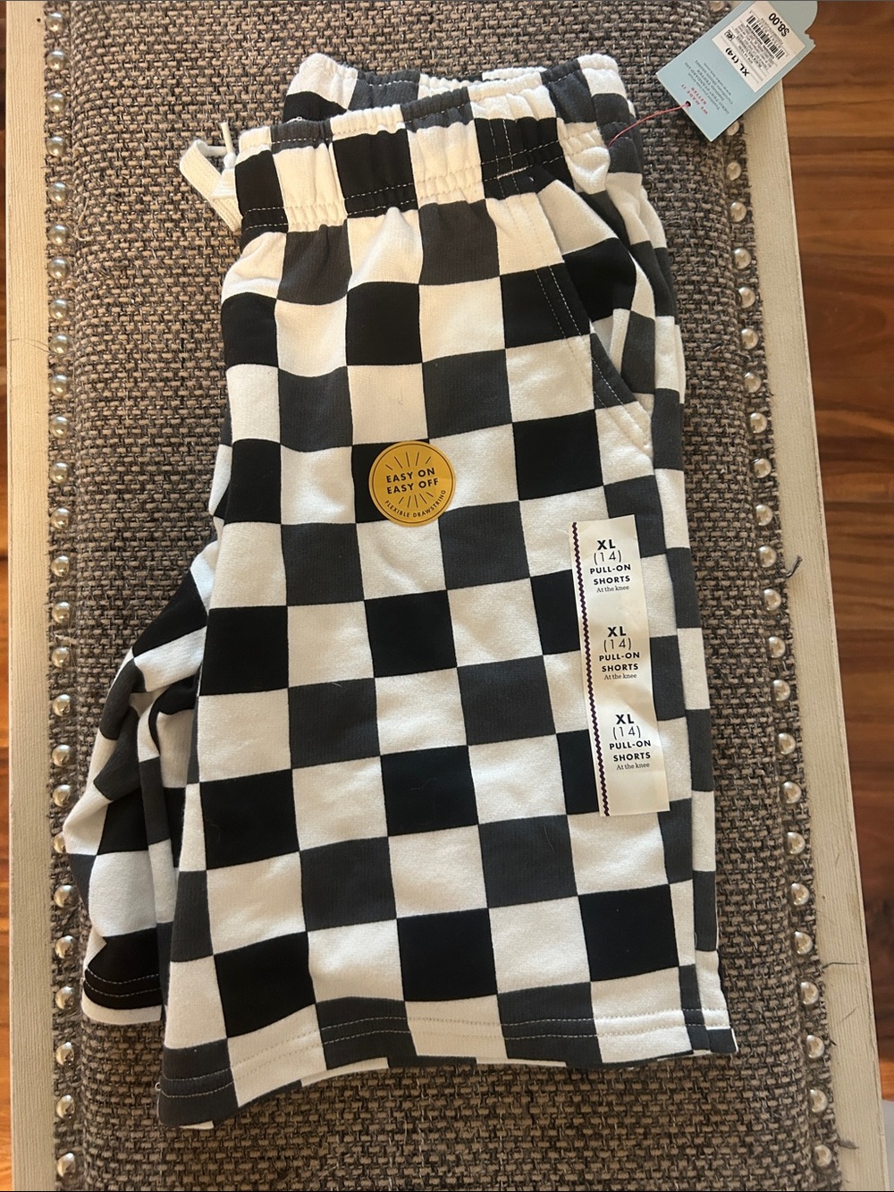 Cat & Jack Black and White Checkered Kids Pull-On Shorts